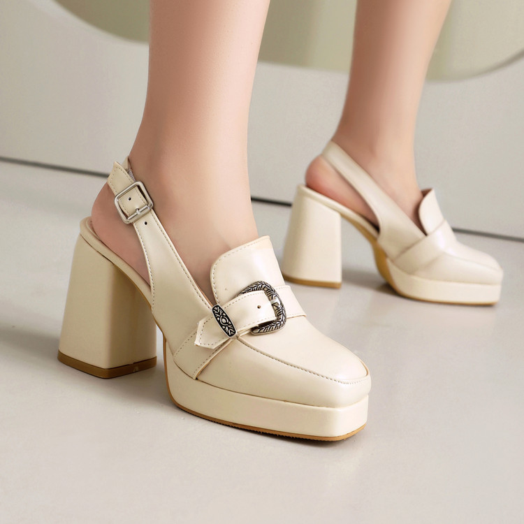 Deep Mouth High Heel Pumps with Buckle Strap - Image 3