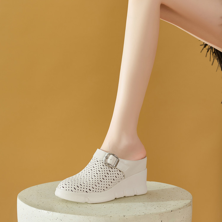 Women's Closed Toe Platform Slippers with Inner Height Increase