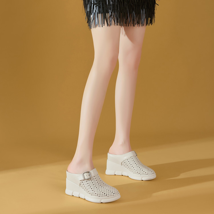 Women's Closed Toe Platform Slippers with Inner Height Increase - Image 5