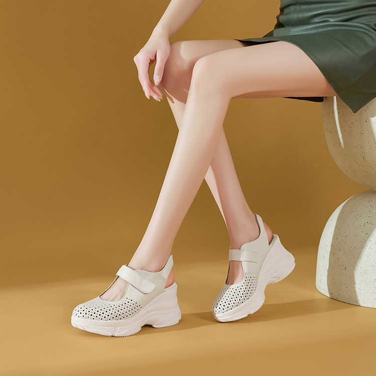 Women's High Heel Closed Toe Slippers with Leather Upper - Image 5