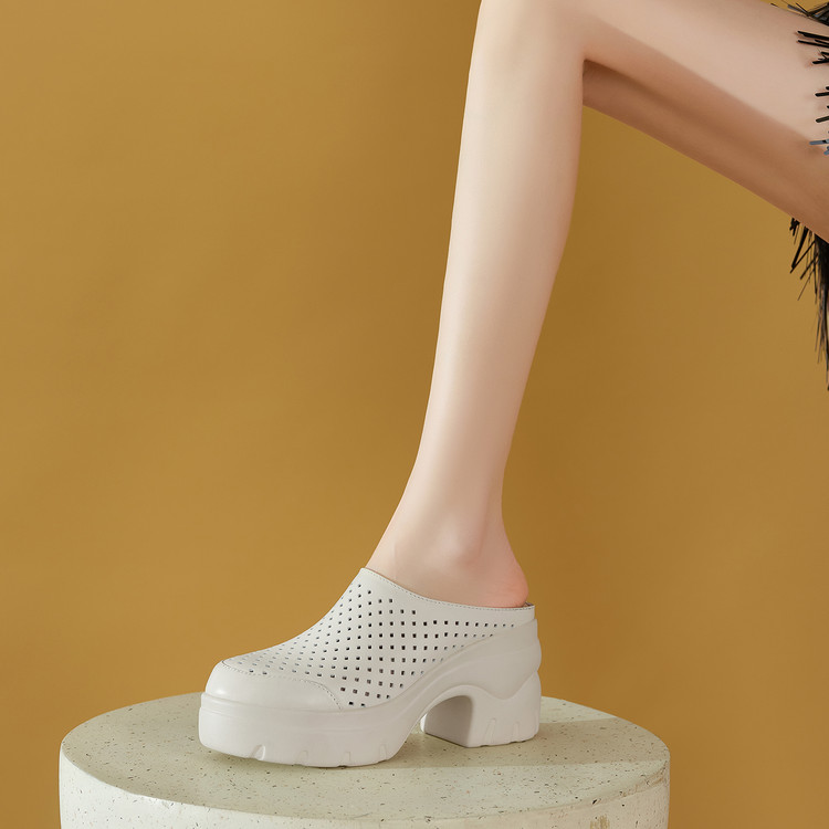 Women's High Heel Wedge Closed Toe Slippers