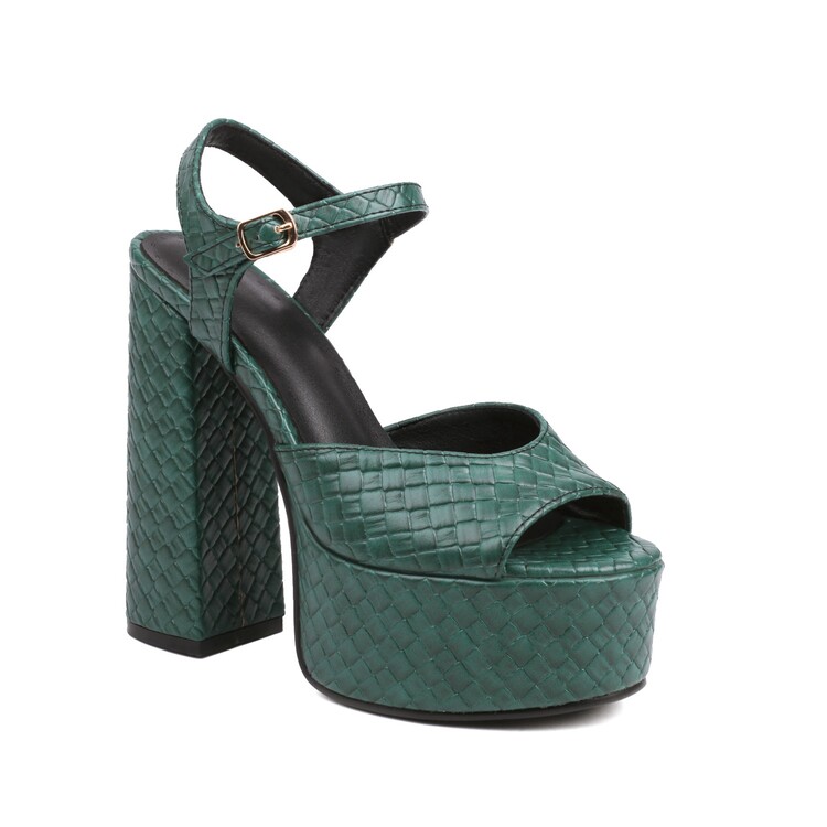 Women's Retro Peep-Toe Chunky High Heel Sandals
