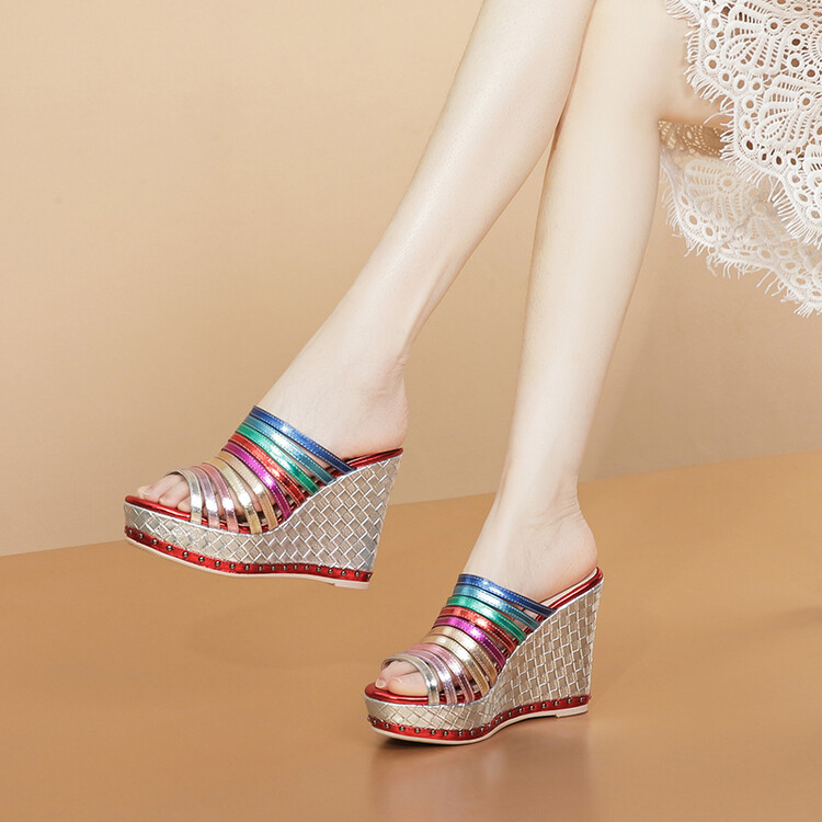 Women's Ultra High Wedge Slippers - Microfiber Upper Summer 2023